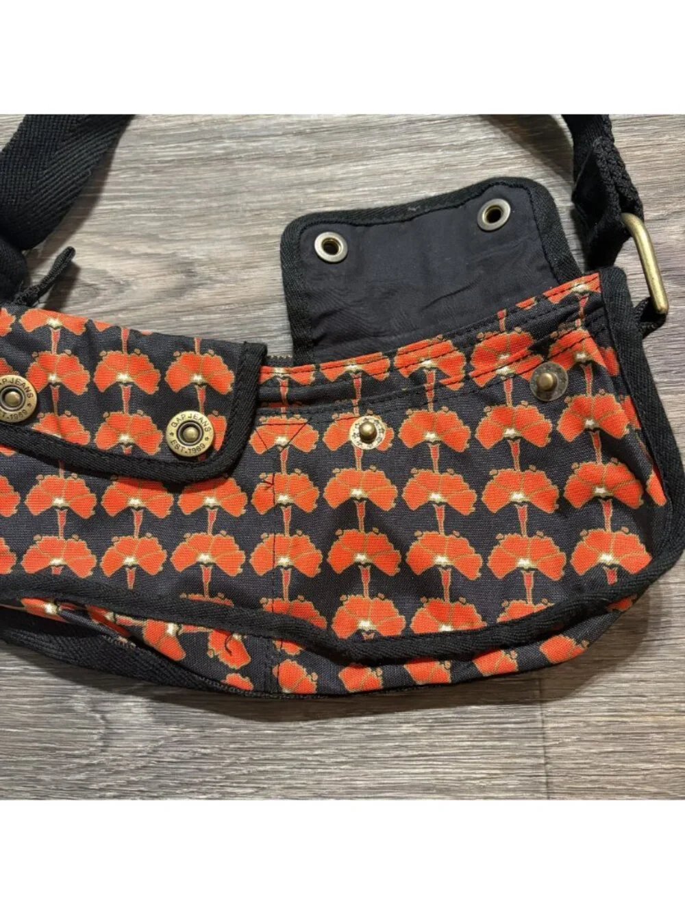 Vintage GAP Baguette Mini Poppy Shoulder Bag Purse Cargo Front Pockets Y2K 00s
